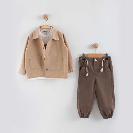 ERKEK ÇOCUK 2-5YAŞ GÖMLEK PANTOLON 3 LÜ TAKIM 