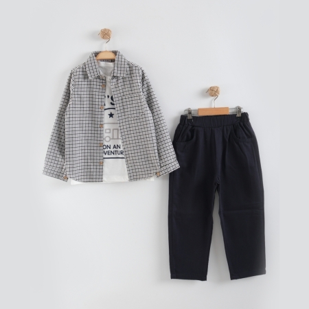 ERKEK ÇOCUK 6-9 YAŞ GÖMLEK PANTOLON 3 LÜ TAKIM 