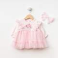 KIZ BEBEK TÜLLÜ BANDANALI ÇİÇEKLİ ELBİSE 